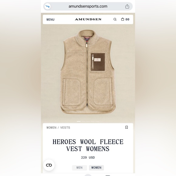 Amundsen Wool Fleece Vest in Cream - Women's Cozy Zip Front Retail $230 - Picture 7 of 7